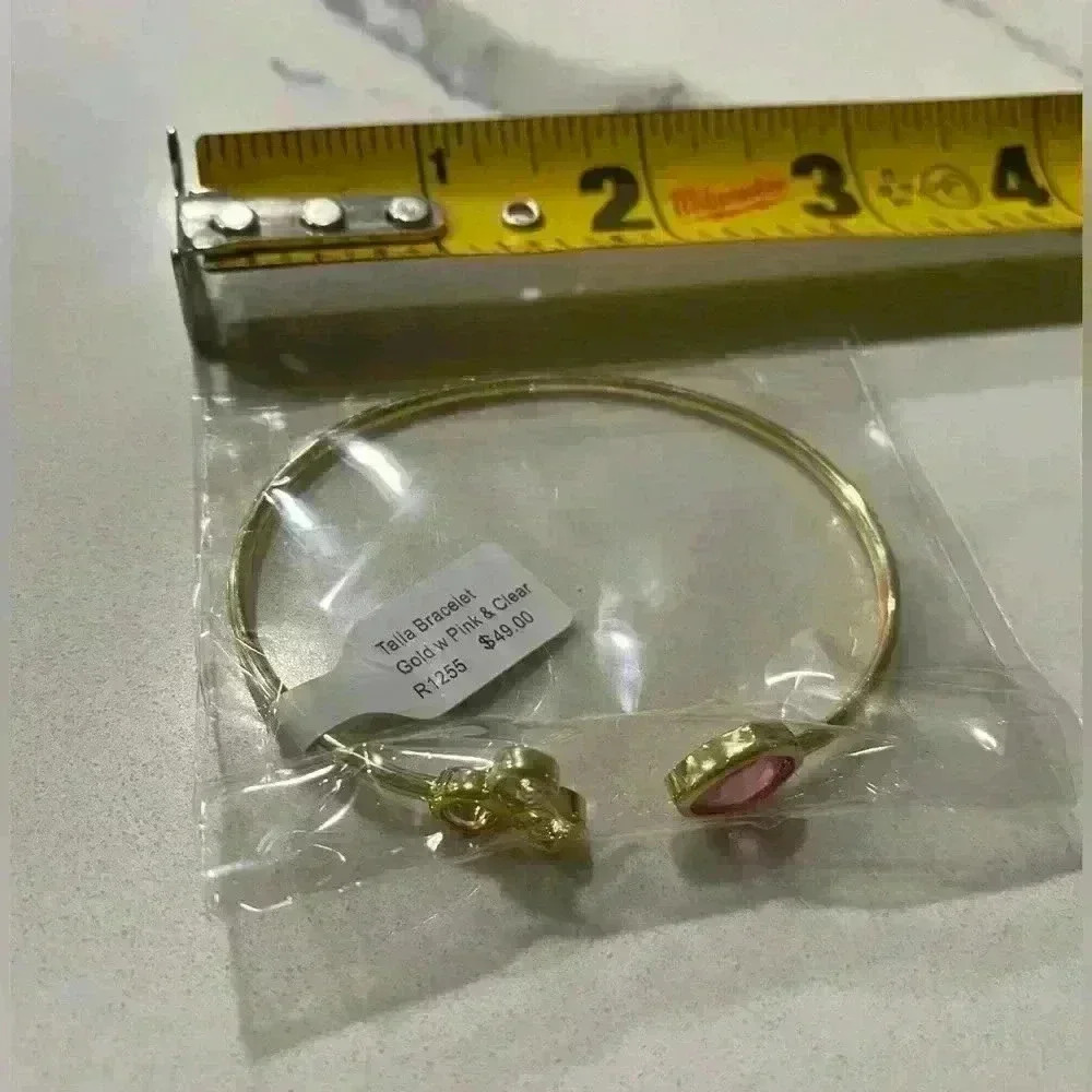 Talía Gold Bracelet and necklace with Pink and Clear Crystals - Picture 2 of 3